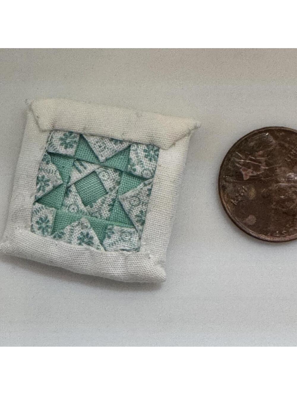 Mini Throw Pillow Dollhouse Accessory Granny Square Alice Lacy Vintage Diorama